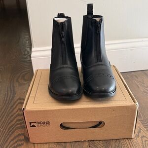 Riding Sport Kids Black Front-Zip Equestrian Boots